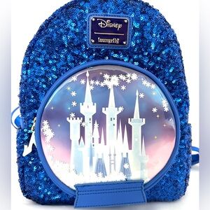 Loungefly Mini Backpack Disney Snow Globe Series Cinderella Castle Sequins